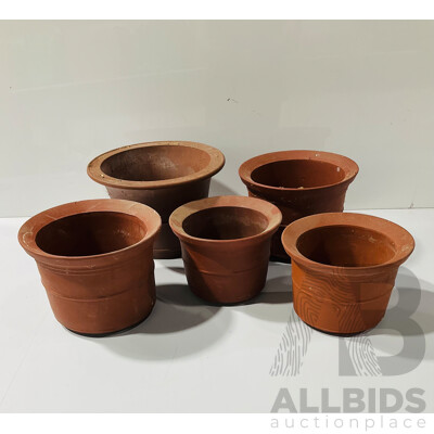 Collection Five Vintage Chinese Yi Xing Style Planter Pots