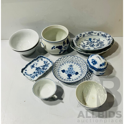 Collection Mostly Blue & White Glazed Ceramics Including Blue Danube, Portuguese Examples and More