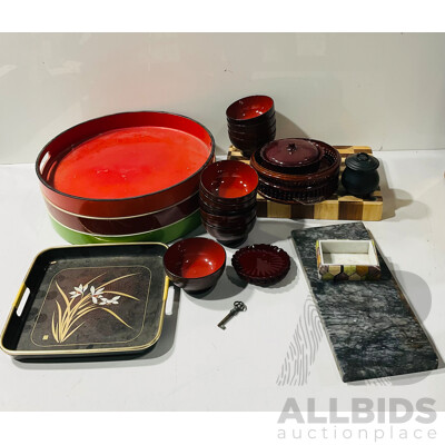 Collection Japanese Lacquer Ware and Other Items