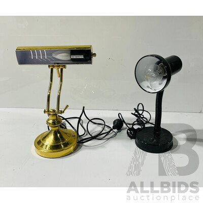 Pair of Retro Corded Electrical Desk Lamps