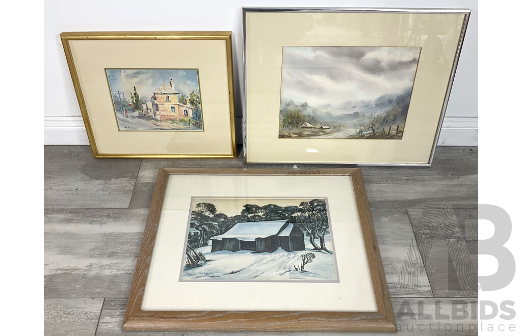 Three Framed Australian Watercolour Paintings, Each Signed and Dated (3)