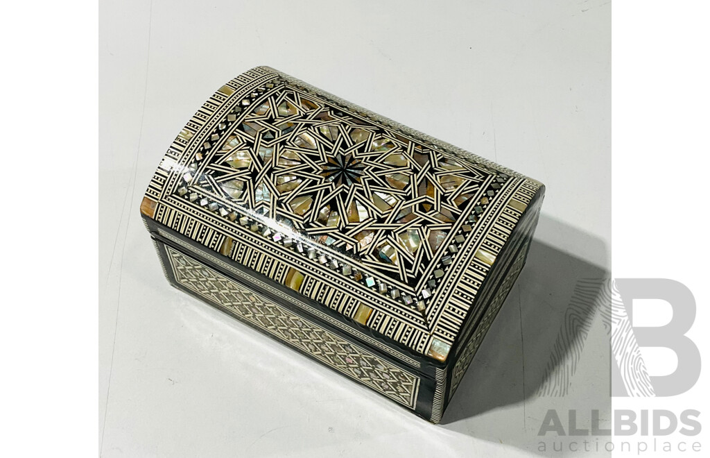 Small Wooden Casket Inlaid with Mother of Pearl Shell