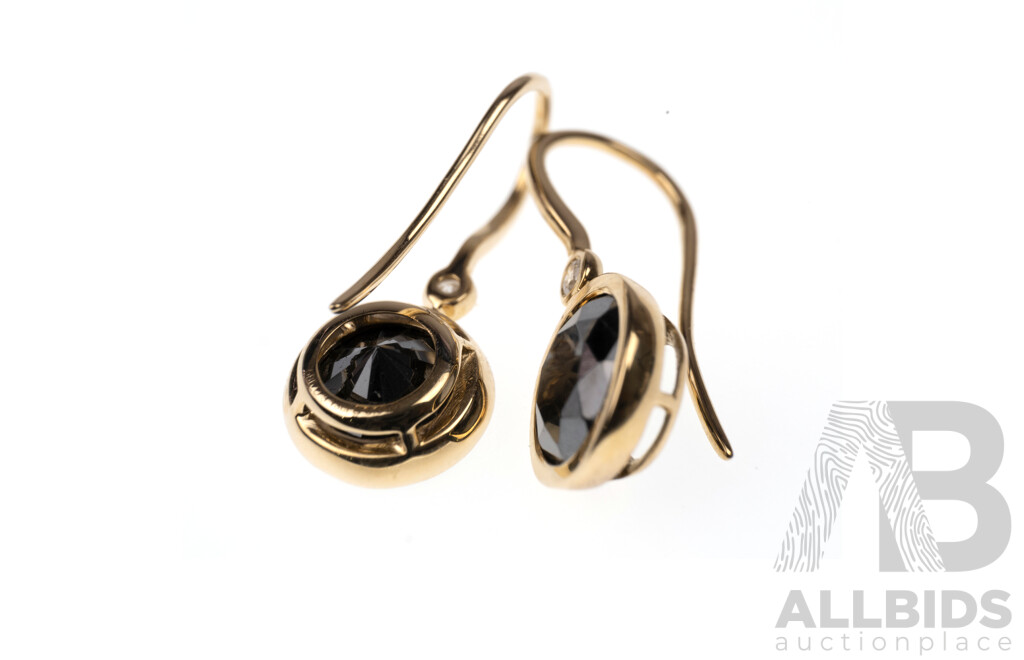 14ct Black & White Diamond Drop Earrings, Est TDW 3.18ct, 2.41 Grams