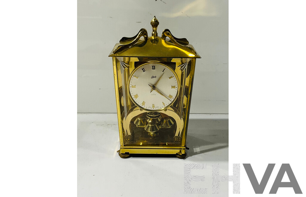 Vintage Schatz Mechanical Desk Clock with Glass Case