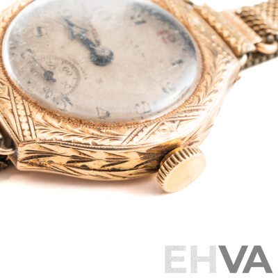 Antique Elgin 9ct Gold Casing Watch with Rolled Gold Band, Total Weight Face & Casing 14.0 Grams