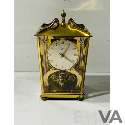 Vintage Schatz Mechanical Desk Clock with Glass Case