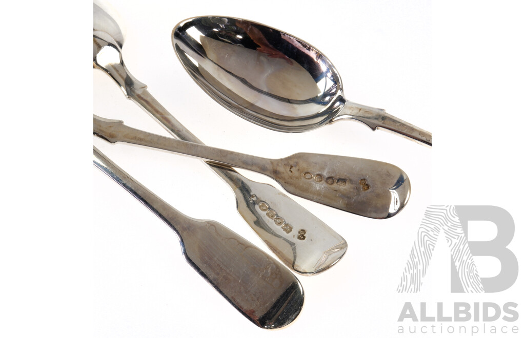 Antique Set Ten William IV Sterling Silver Dessert Spoons, London 1837