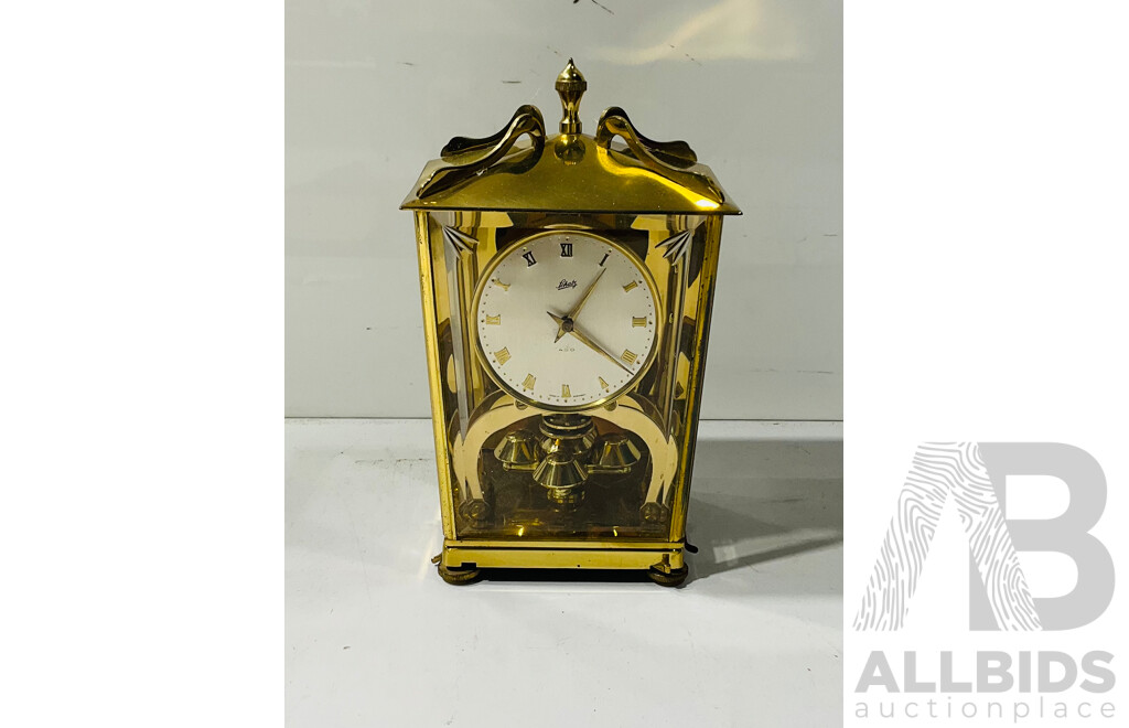 Vintage Schatz Mechanical Desk Clock with Glass Case