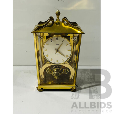 Vintage Schatz Mechanical Desk Clock with Glass Case