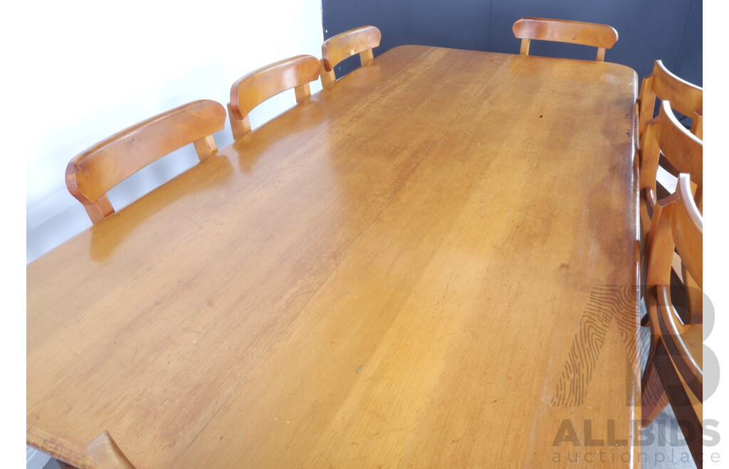Colonial Pine Dining Table with Eight Huon Pine Dining Chairs