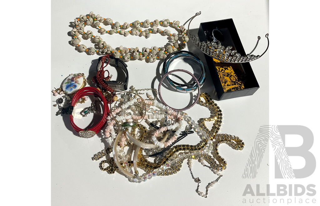Large Assortment of Vintage Jewellery Items Including Cloissonne Bangles, Tiara & Watches