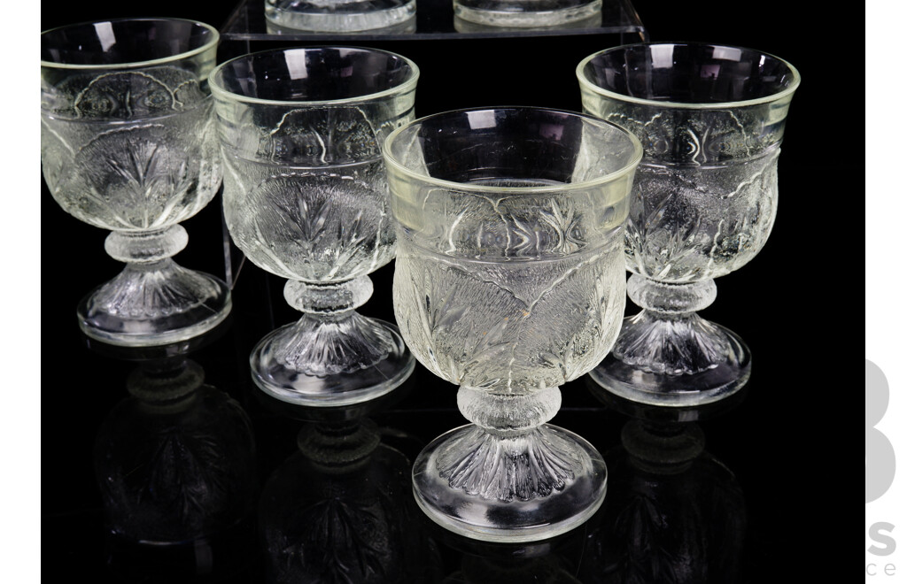 Set Six Retro Indiana Carnival Glass Goblets