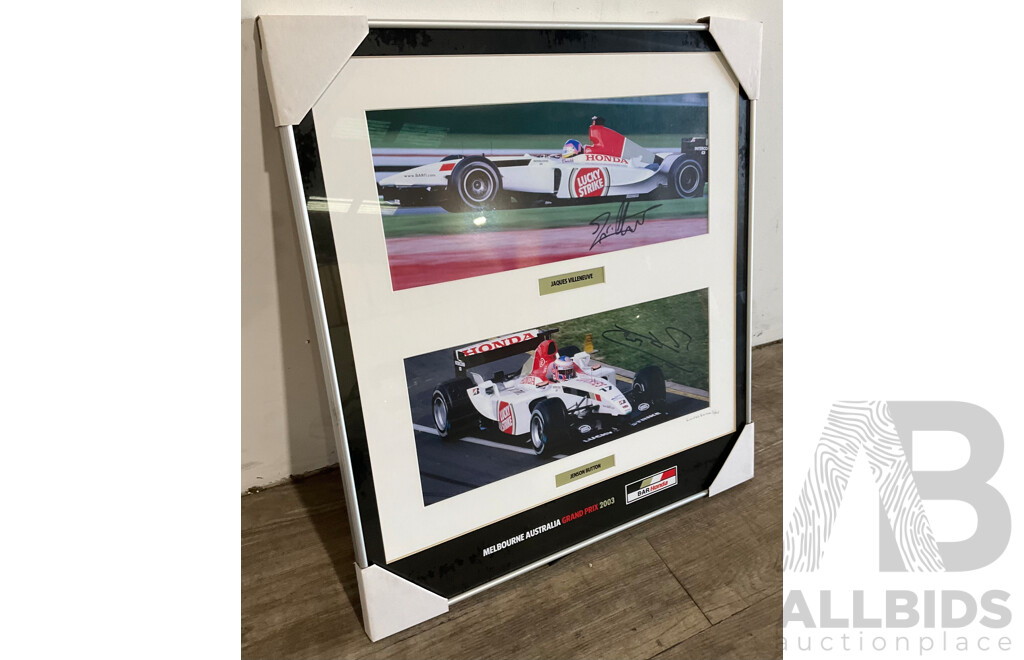 Melbourne Grand Prix 2003 Framed Poster Signed by Jaques Villeneuve & Jenson Button