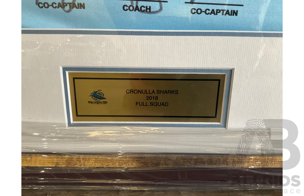 Cronulla Sharks 2018 Full Squad Signed & Framed Jersey