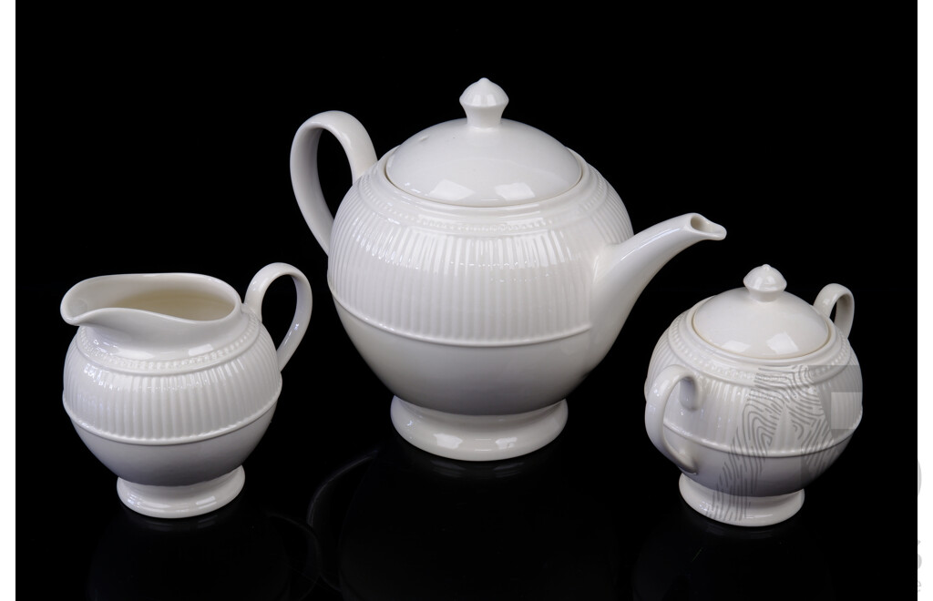 Vintage English Wedgwood Creamware Three Piece Tea Set in Windsor Pattern