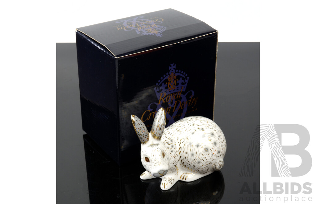 Royal Crown Derby Limited Edition Grey Rabbit Porcelain Paperweight Designed by Lorna Adams in Original Box