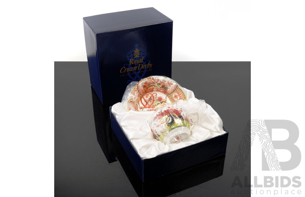 Royal Crown Derby Limited Edition Golden Peony Porcelain Duo in Original Box