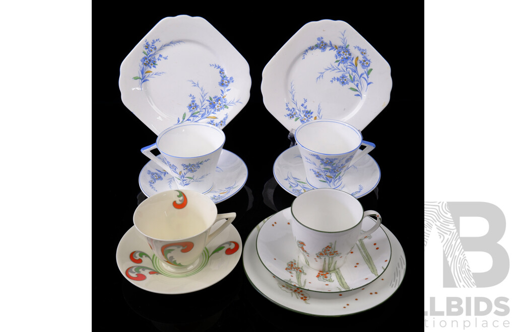 Collection Antique & Vintage Art Deco Porcelain Comprising Royal Doulton Lynn Duo, Royal Doulton Trio Made for J W Randall Brisbane and Two St Michael Duos
