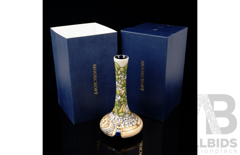 Moorcroft Porcelain Limited Edition 37 of 100 Vase in Clovelly Pattern by Paul Hilditch in Original Box