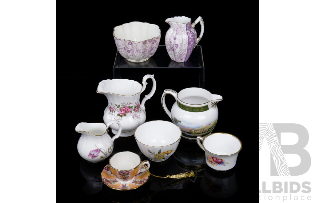 Nice Collection Antique & Vintage  Porcelain Including Antique Wilimen & Co Purple Milk Jug with Sugar Bowl and More