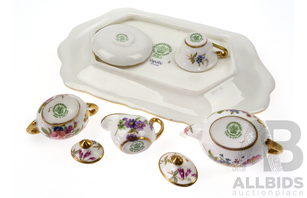 Miniature Spode Hammersly Porcelain Six Piece Tea Set
