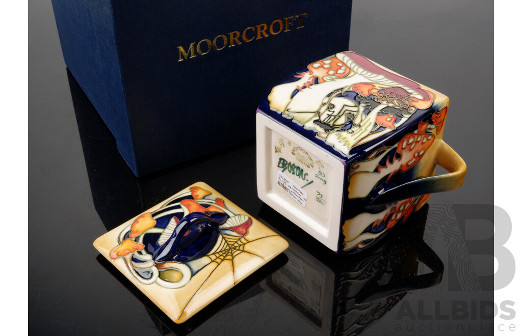 Moorcroft Porcelain Limited Edition 73 of 200 Lidded Trinket Dish in Toadstool Carnival Pattern by Emma Bossons in Original Box