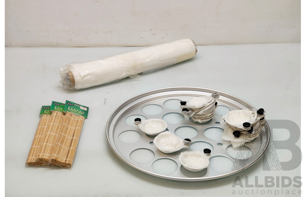 Assorted Lot of Catering Equipment (Egg Ring, Bamboo Mats, Laddles ...)