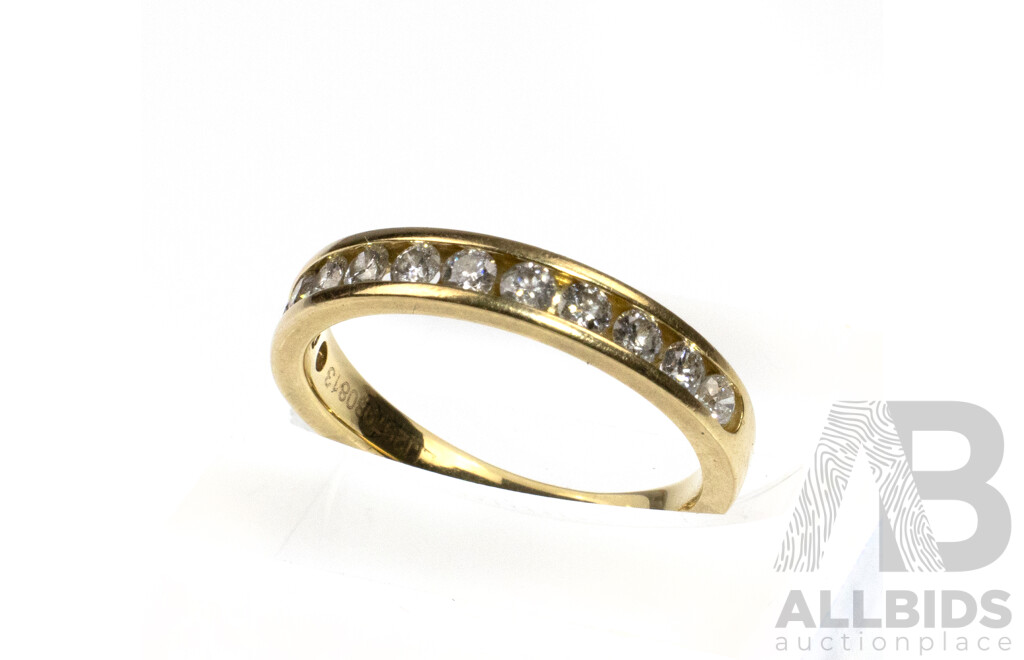 18ct Yellow Gold Diamond Wedding/Eternity Band, TDW 0.60ct, Size L, 3.12 Grams