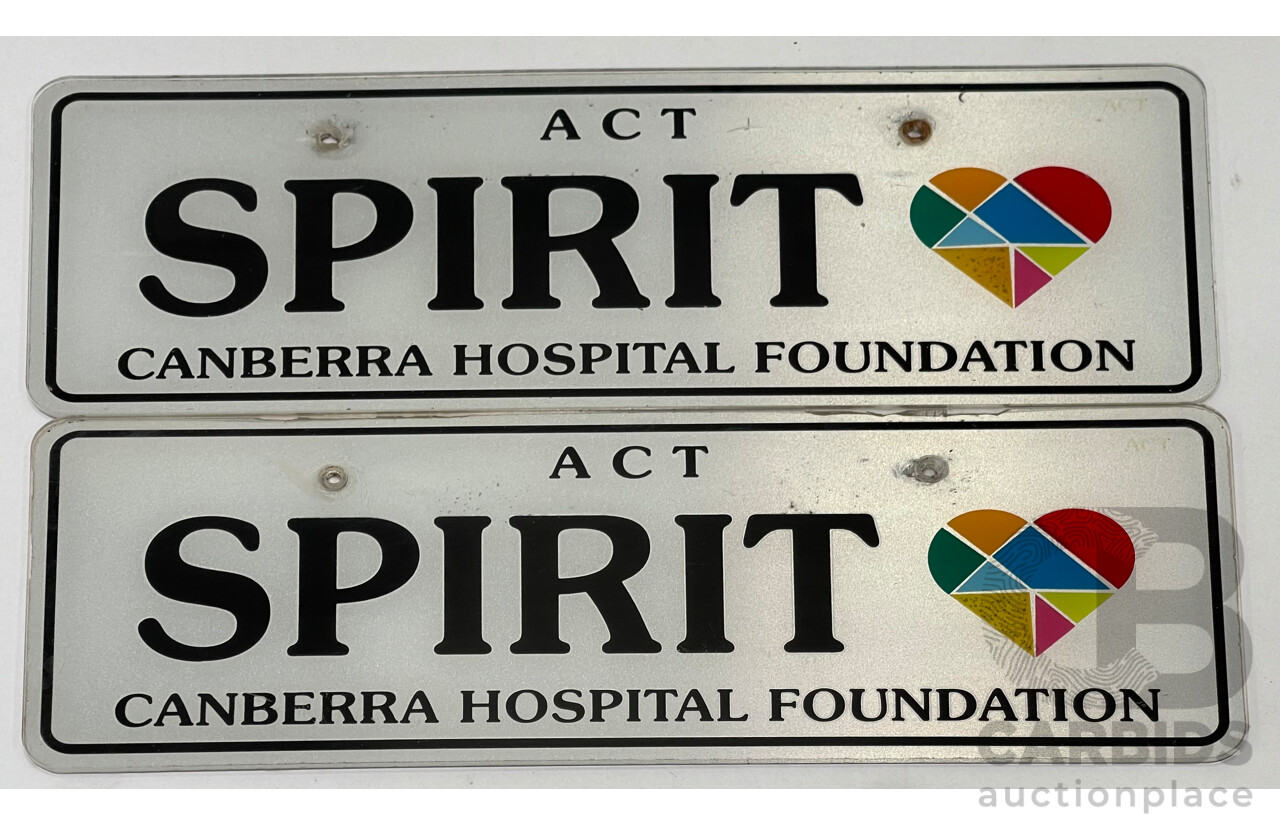 ACT Alphabetical Number Plate - SPIRIT - Canberra Hospital Foundation