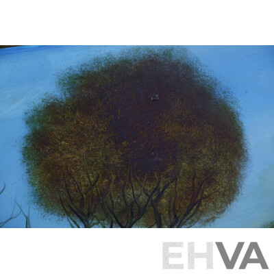 Pro Hart, (20th Century, Australian, 1928-2006), Central Australian Landscape, Oil on Masonite,  45 X 49 Cm (frame)