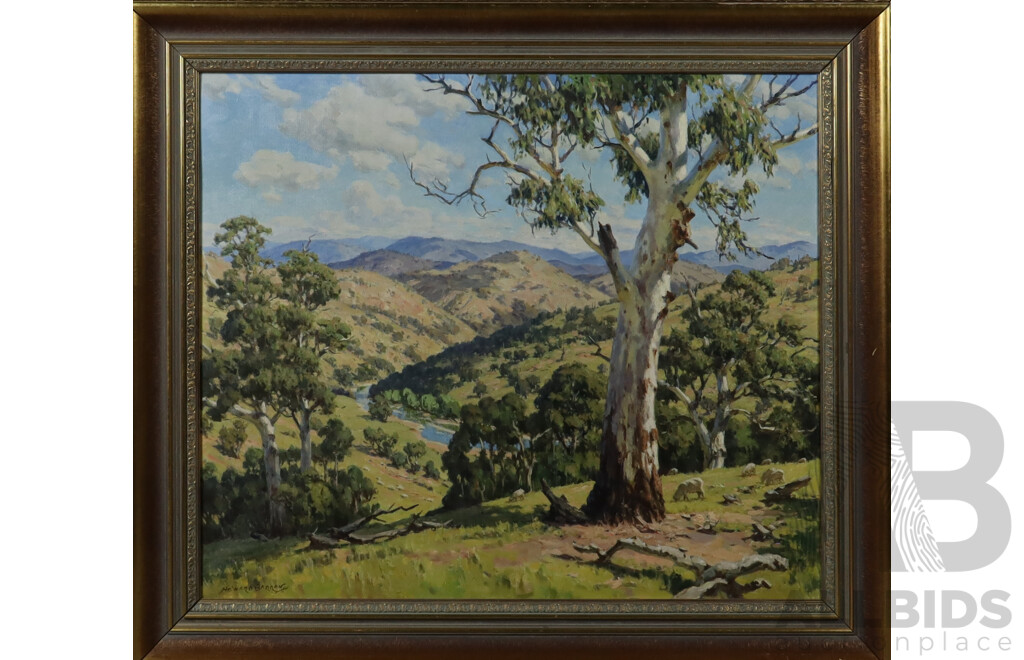 Howard Barron (British-Australian, 1900-1991), Murrumbidgee Country, NSW, Oil on Canvas, 81 x 93 cm (frame)