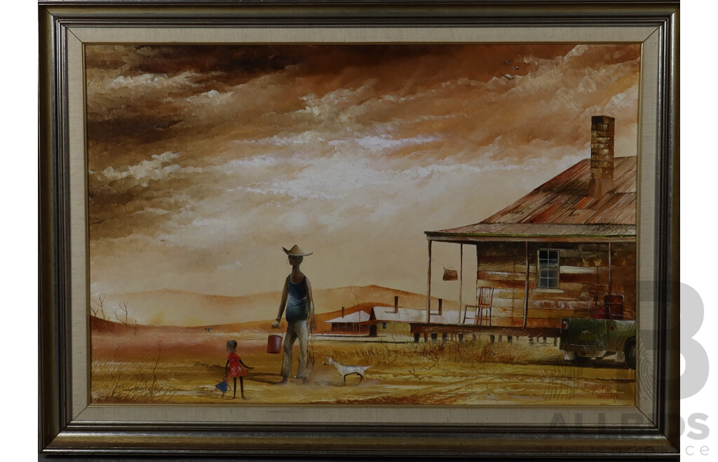 Maynard Waters (20th Century, Australian, 1936-), Sally's Uncle - Outback Scene, Oil on Canvas, 76 x 107 cm (frame)