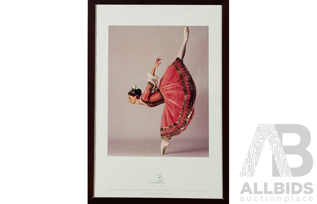 Greg Barrett, (Australian, 1943-), Simone Goldsmith in The Merry Widow for The Australian Ballet, Reproduction Colour Print of Original Photograph, 83 x 56 cm (frame)