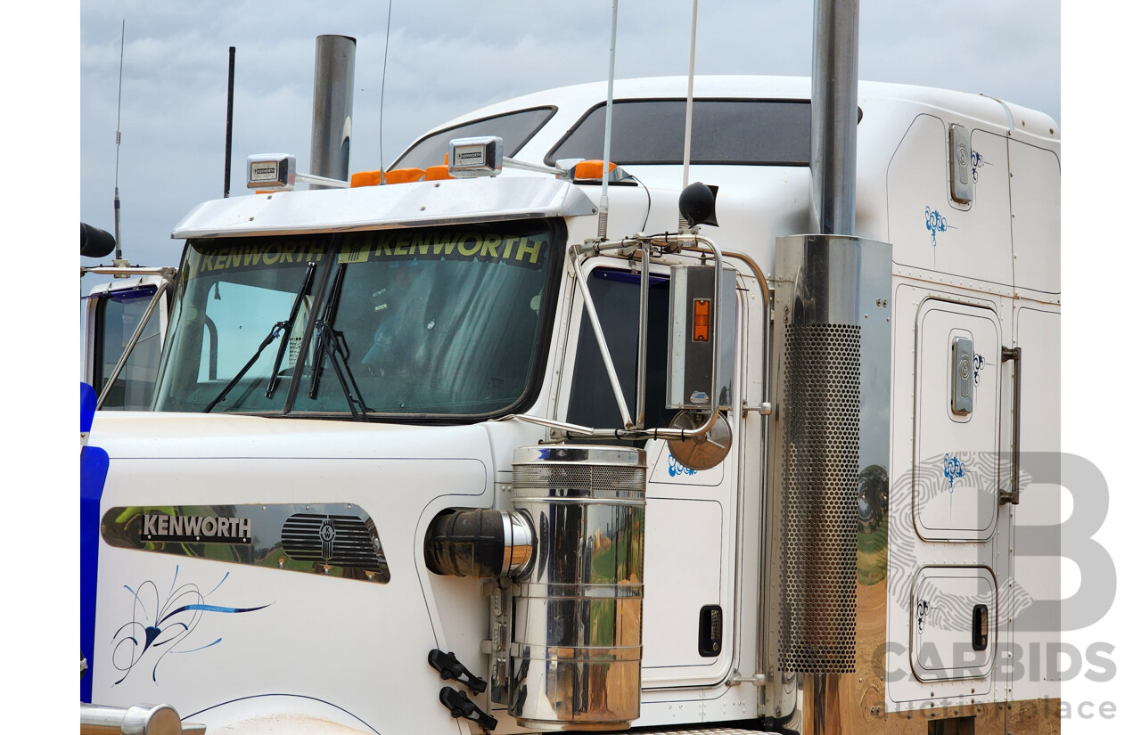 10/2014 Kenworth T909 6x4 Prime Mover Sleeper Cab 2d White Turbo Diesel 14.9L 500HP