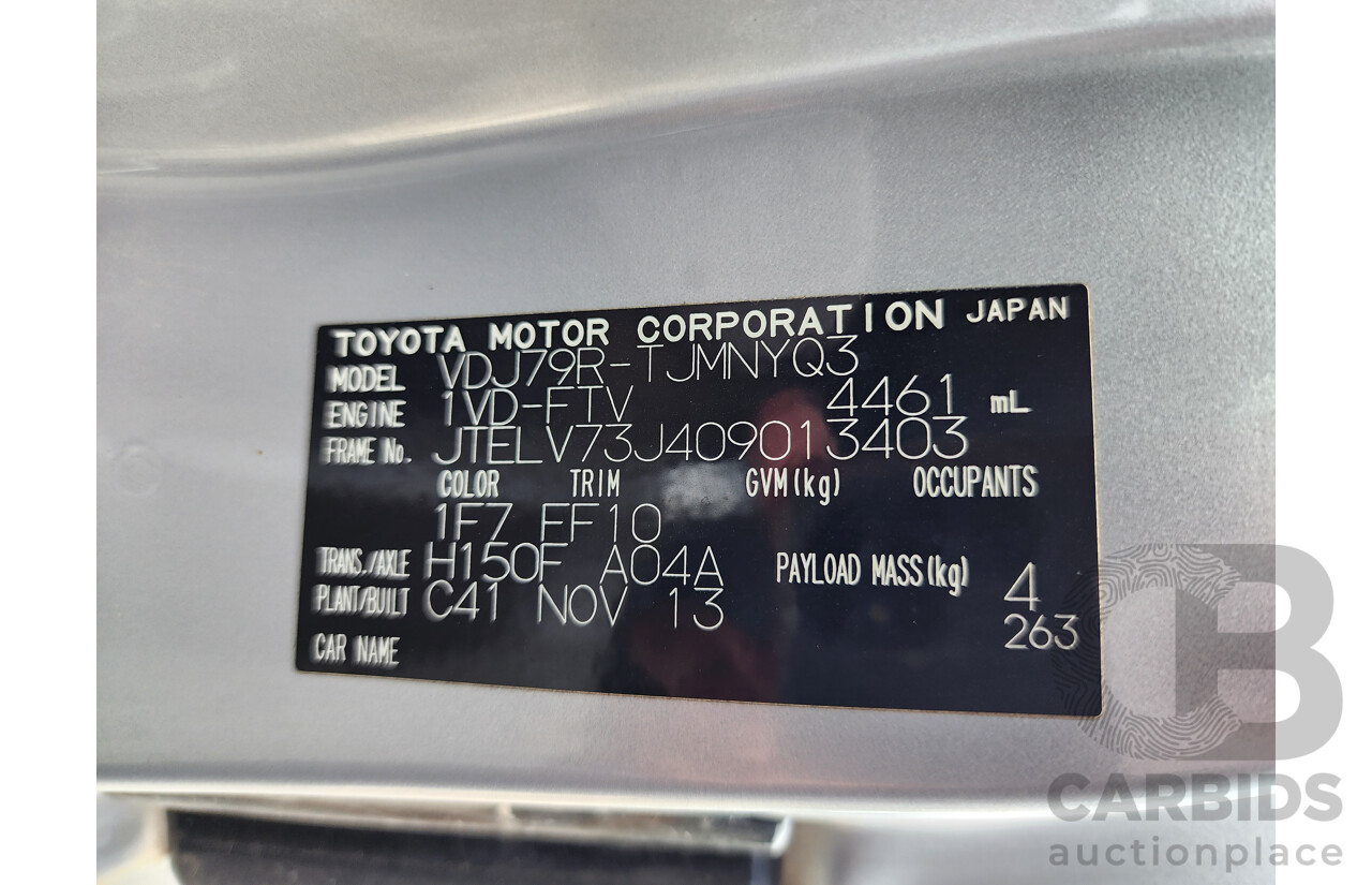 12/2013 Toyota Landcruiser GXL (4x4) VDJ79R MY12 UPDATE C/Chas Silver Turbo Diesel V8 4.5L