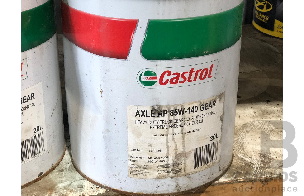 One 20L Castrol RadiCool Heavy Duty Premix, Two 85W-140 Heavy Duty Gearbox and Diff extreme Pressure Gear Oil 