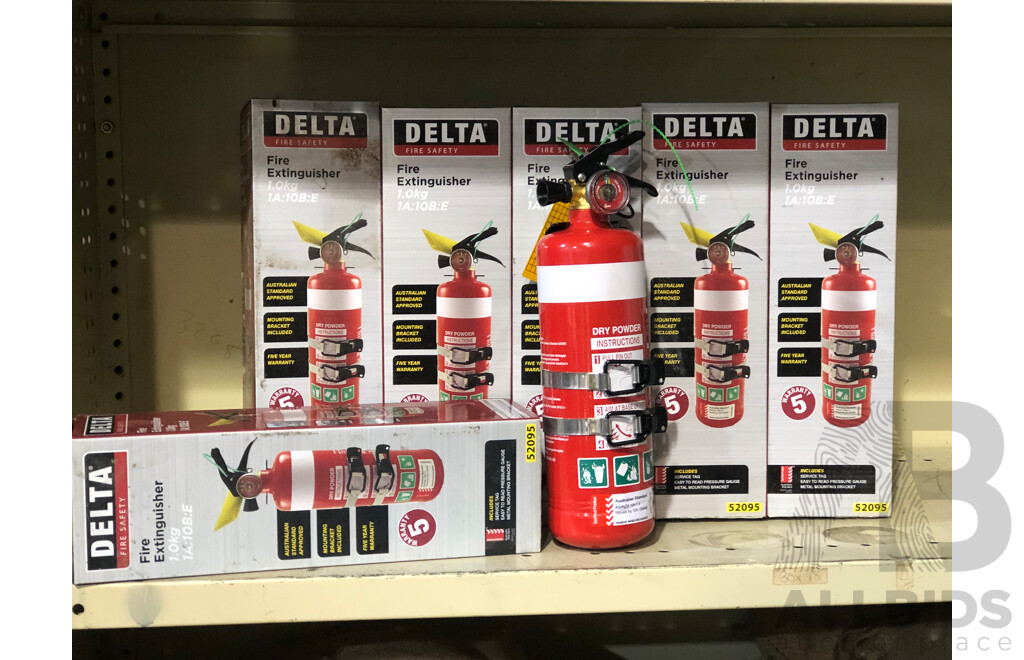 Six Delta 1.0KG 52095 1A:10B:E Fire Extinguishers