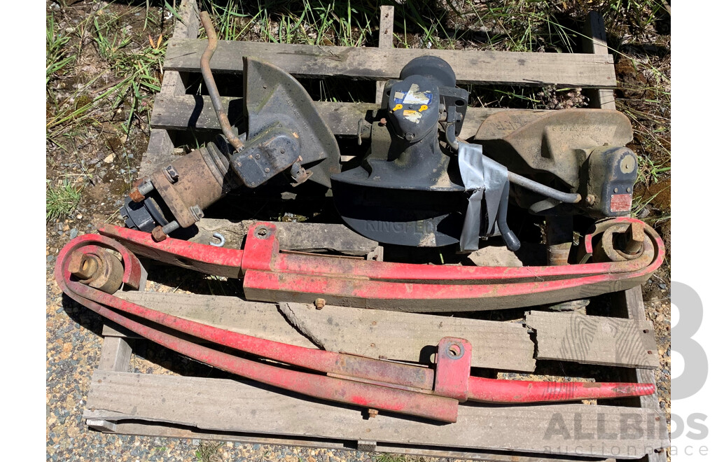 Pair of Leaf Springs and Set of Three RINGFEDER Trailer Coupling