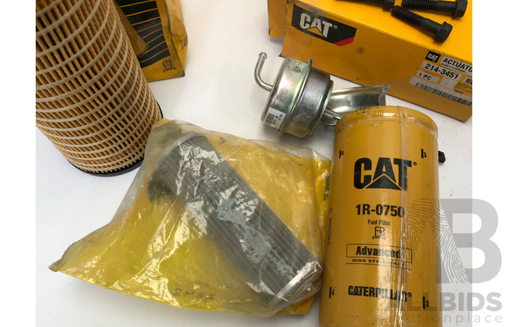 Cat 9M-2342 Filter Element, Cat Hydraulic Oil Filter 1R-0719, Cat 1R-0750 Fuel Filter, Cat Actuator Kit and Four Cat 2N-2765 Bolts -