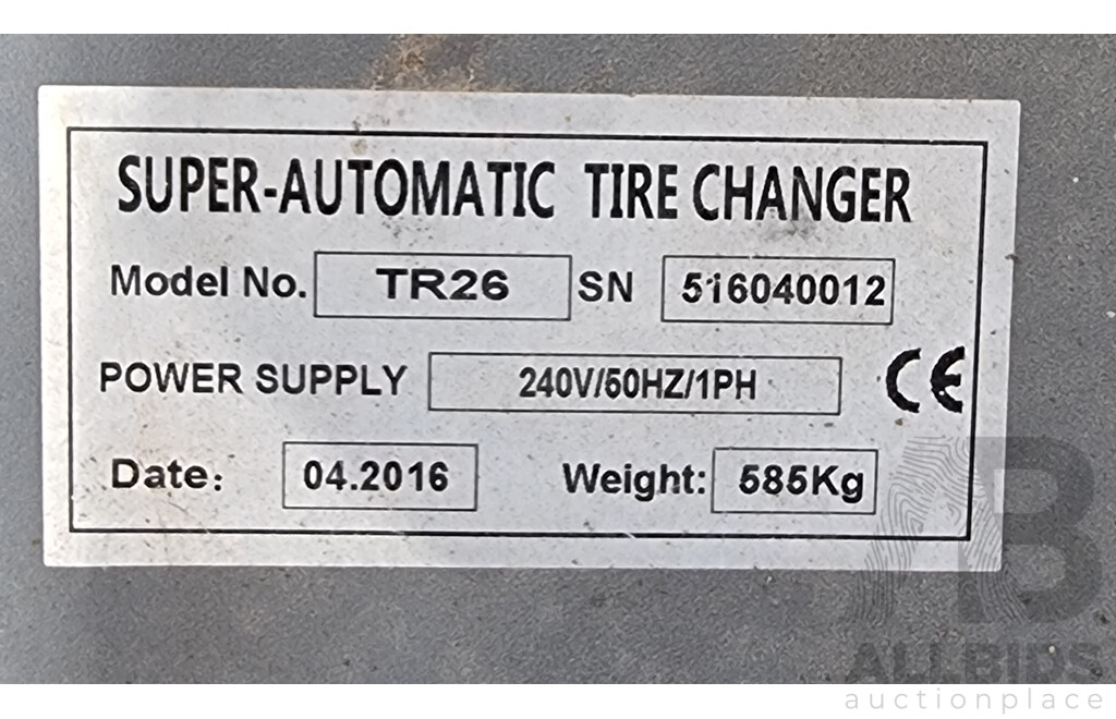 Super Automatic Tire Changer TR26 04/2016