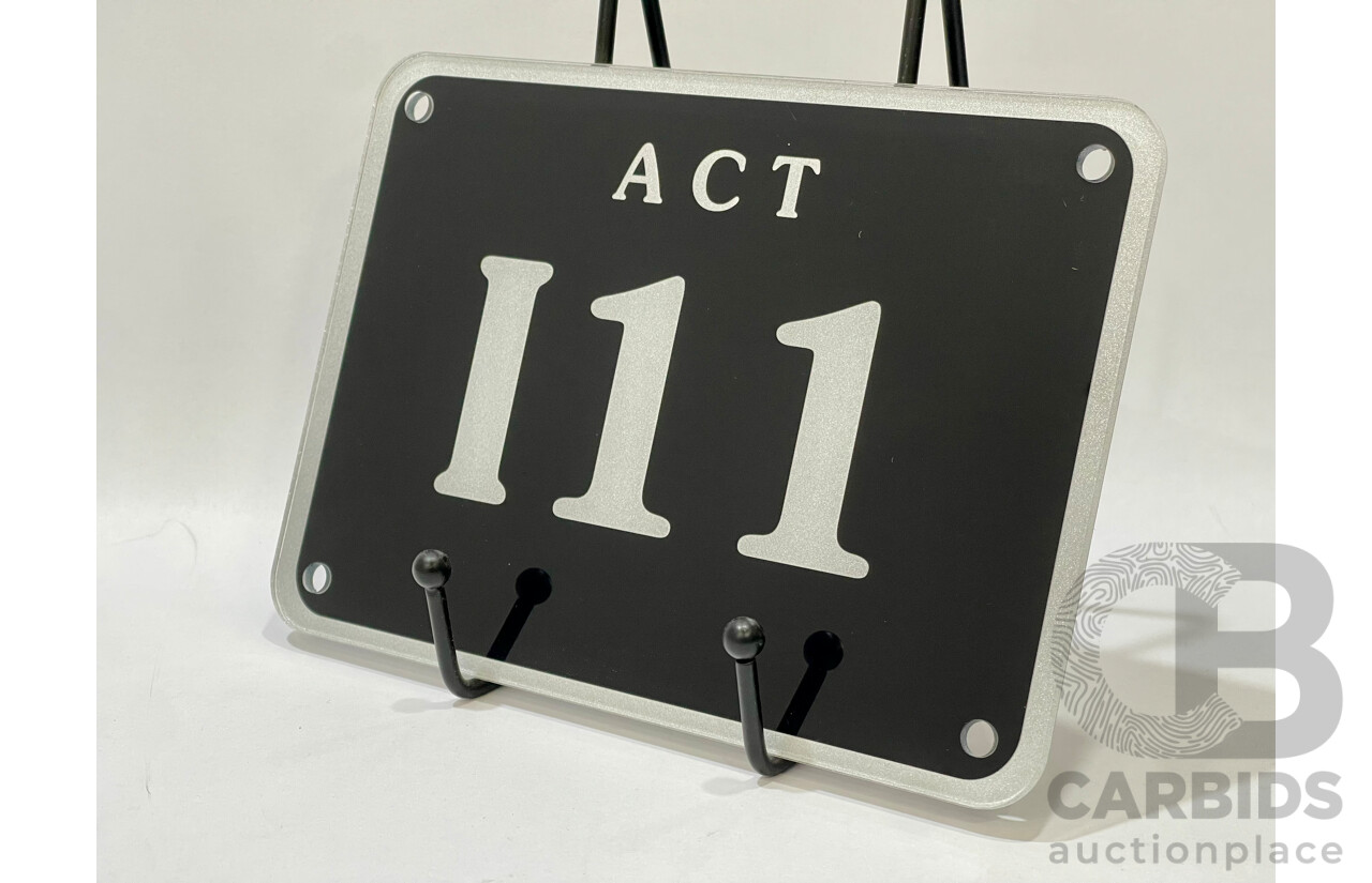 ACT Three Character Alpha Numeric Number Plate - I11( Letter I, Number 1, Number 1)