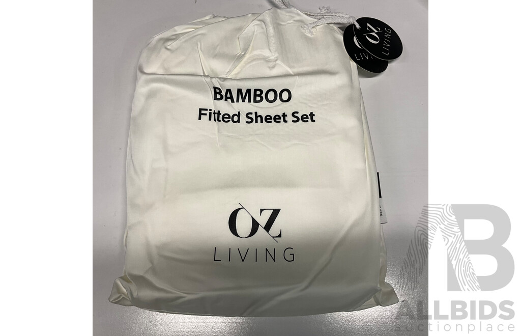 OZ LIVING Bamboo Fitted Sheet Set Beige (Queen) 400TC - ORP$190