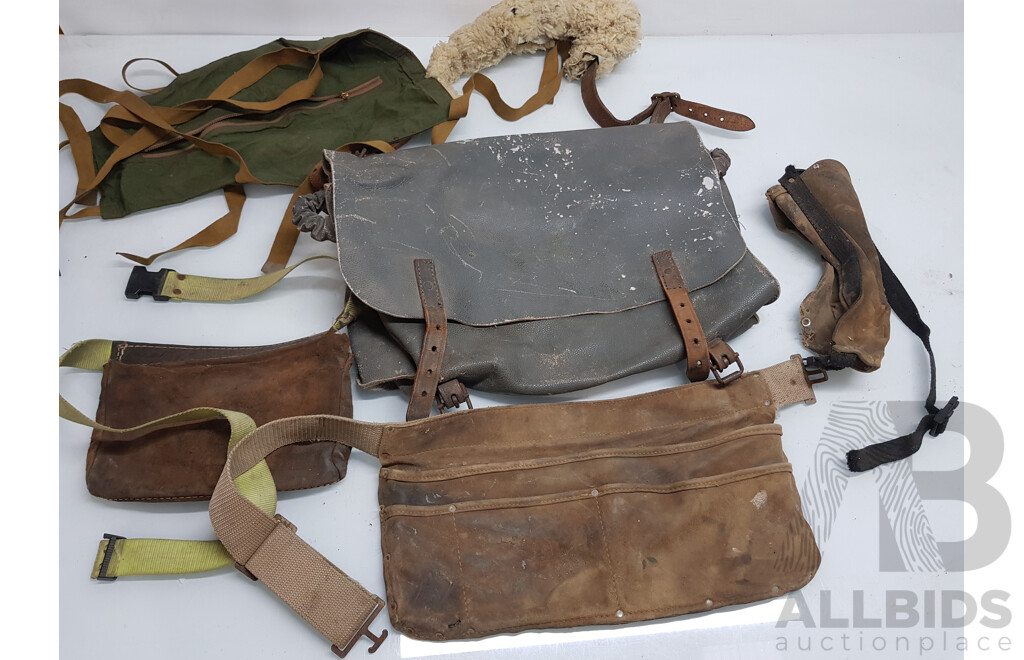 Selection of Assorted Vintage Military Bags and Memorabilia
