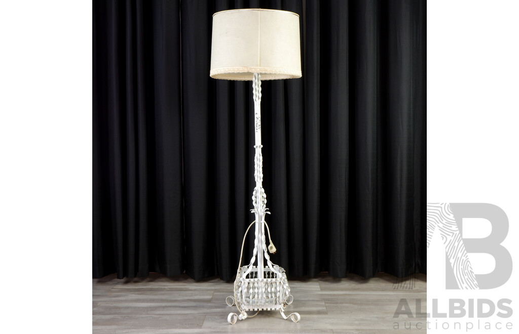 Painted Metal Floor Lamp with Large Shade