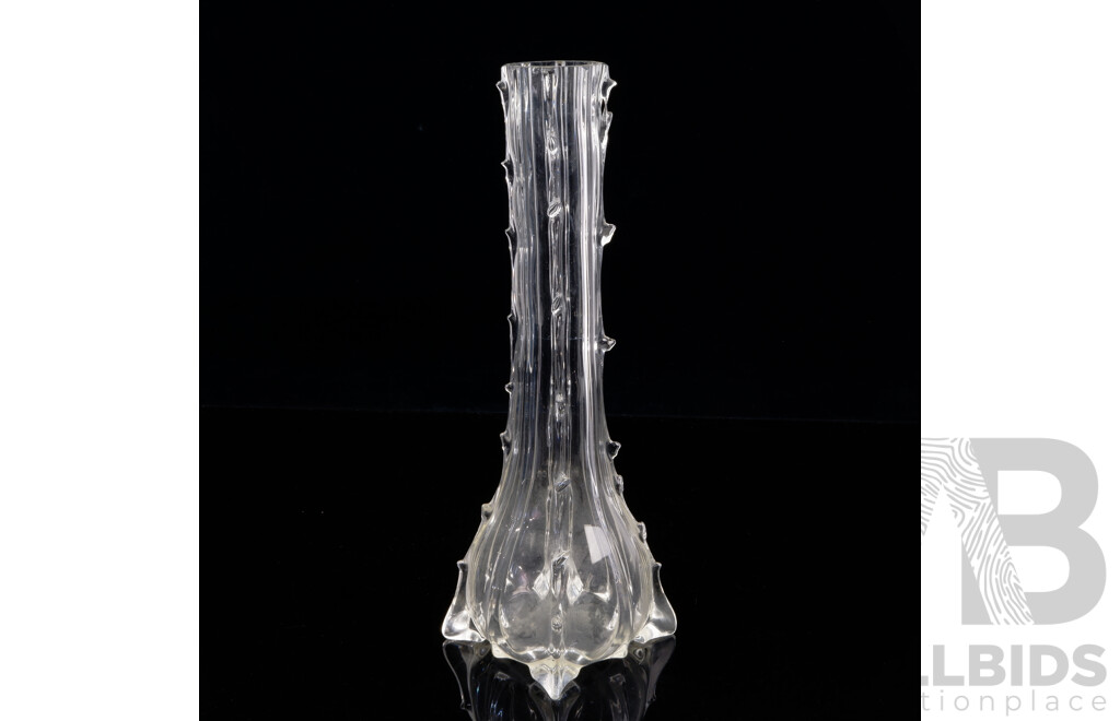 Cool Mid Century Thorned Stem Form Glass Vase