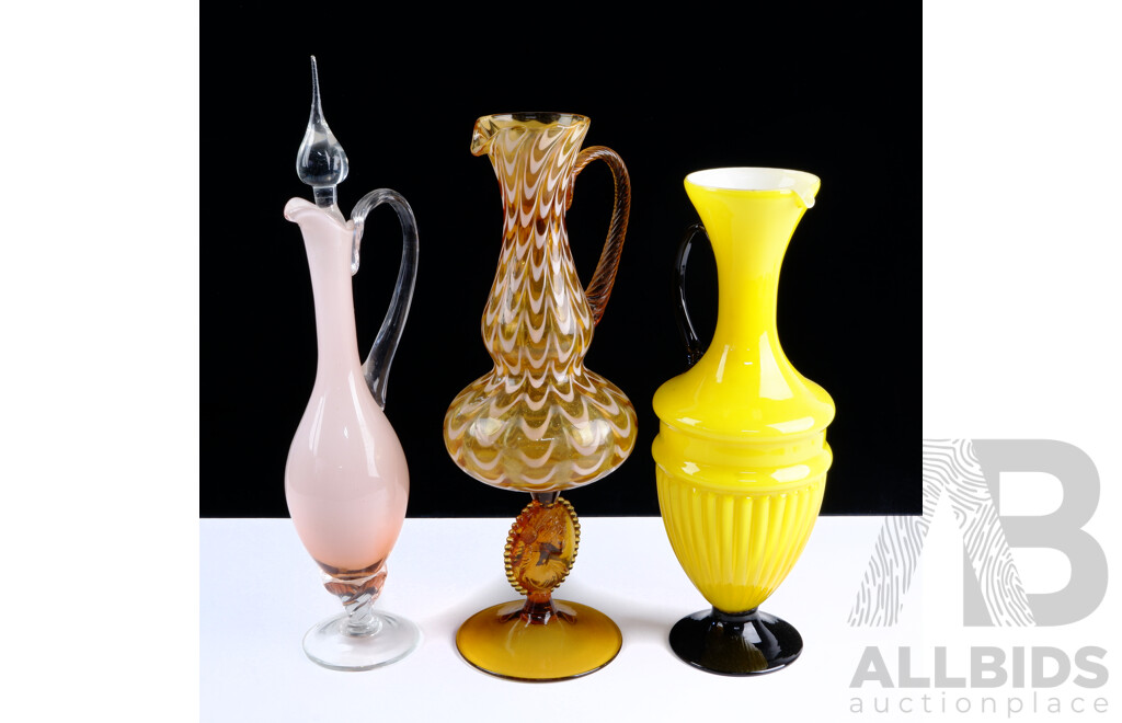 Collection Three Mid Century Art Glass Pieces