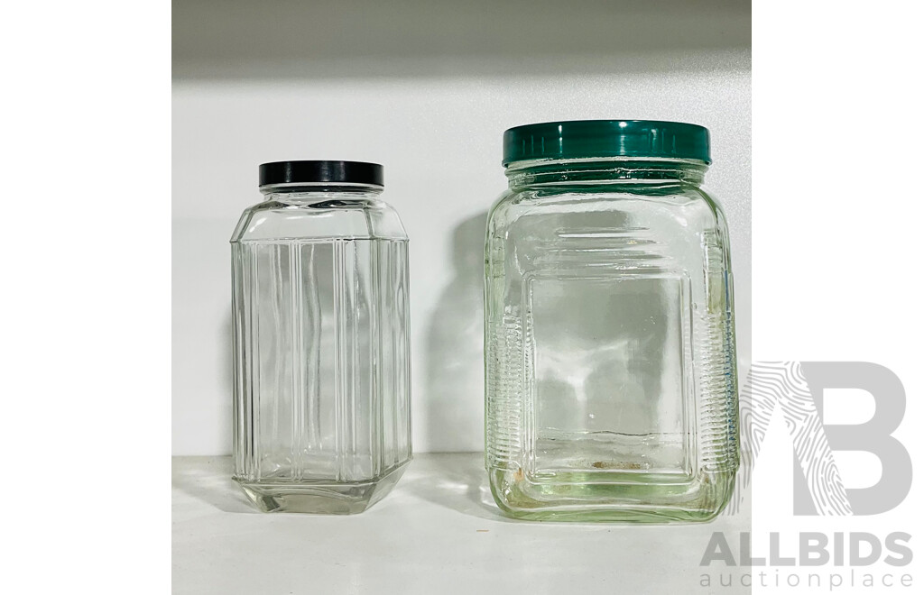 Pair of Vintage Glass Jars