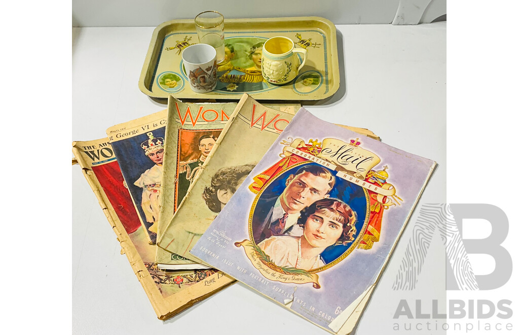 Collection of Vintage Royal Memorabilia Including Magazines, a Tray and More