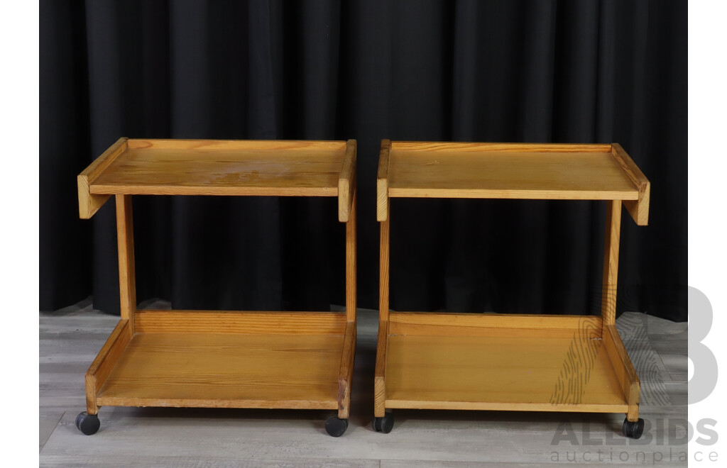 Pair of Vintage Pine Bimi Side Tables by Ikea