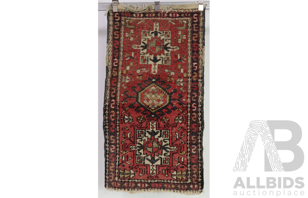 Collection Four Small Hand Knotted Wool Persian Rugs